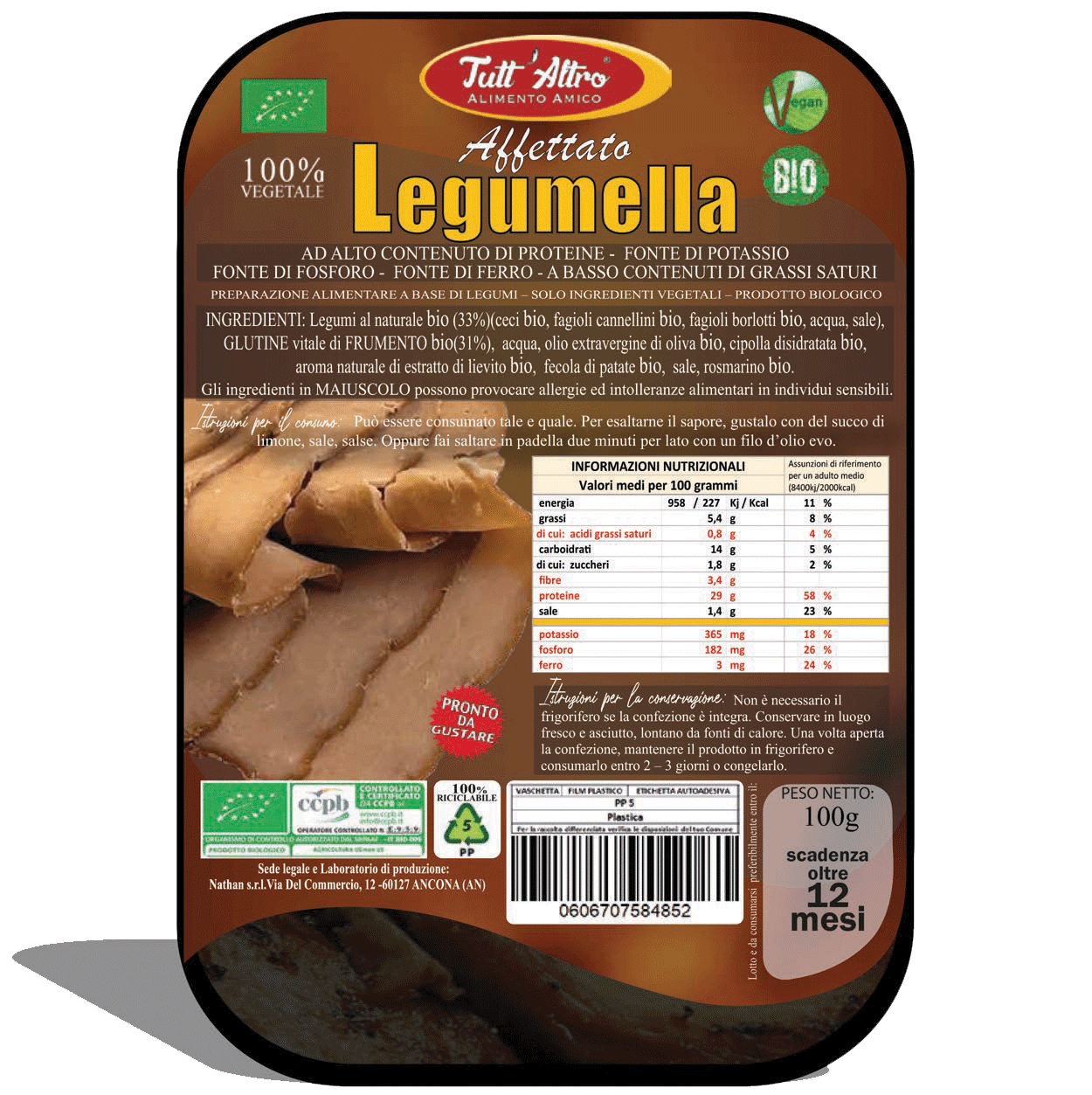 Legumella 100g - Tutt'Altro - Alimenti 100% Veg&Bio