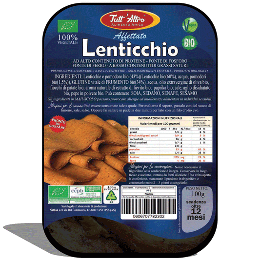 Lenticchio 100g - Tutt'Altro - Alimenti 100% Veg&Bio