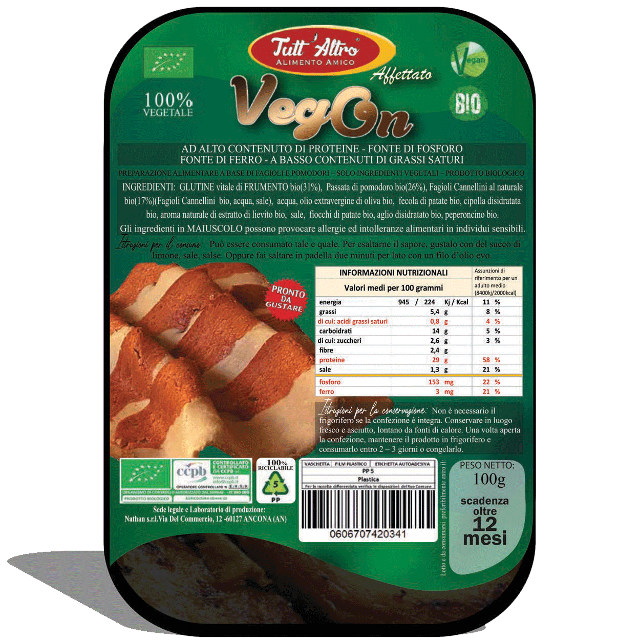 VegOn 100g - Tutt'Altro - Alimenti 100% Veg&Bio